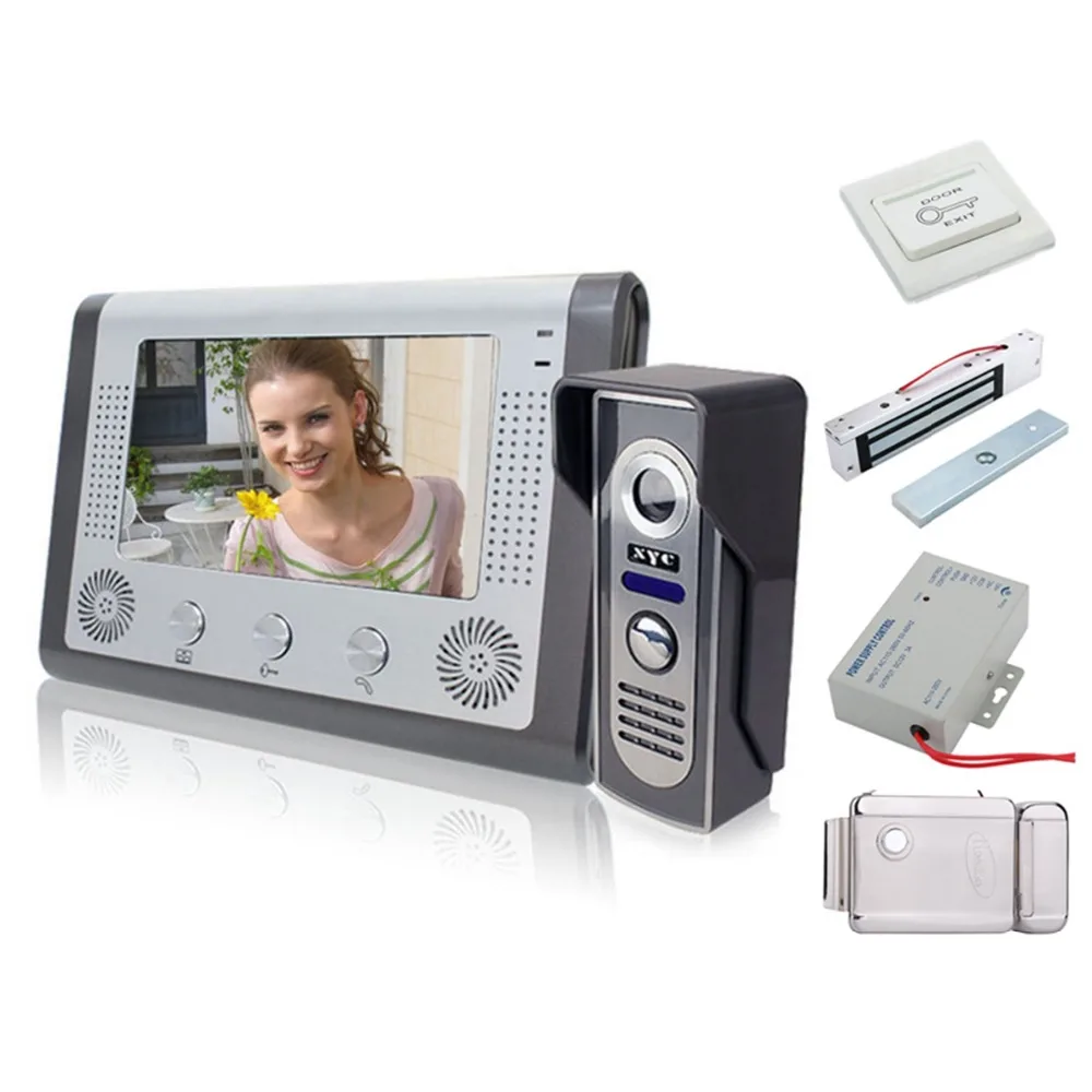 

Home Set 7" TFT Color Video door phone Intercom Doorbell System Kit IR Camera doorphone monitor Speakerphone intercom with Night
