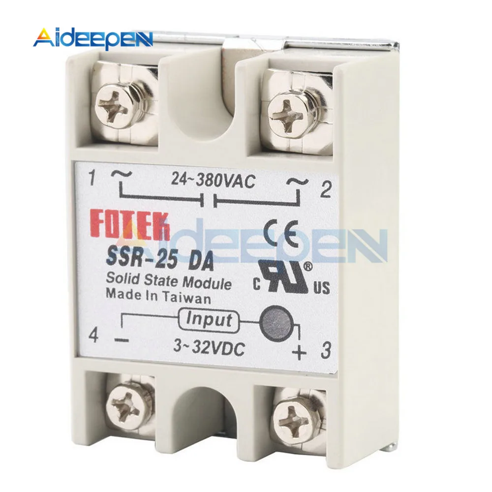 

Solid State Relay Module SSR-25DA 25A 3-32V DC to 24-380V AC SSR 25DA Solid State Power Supply Relay Board