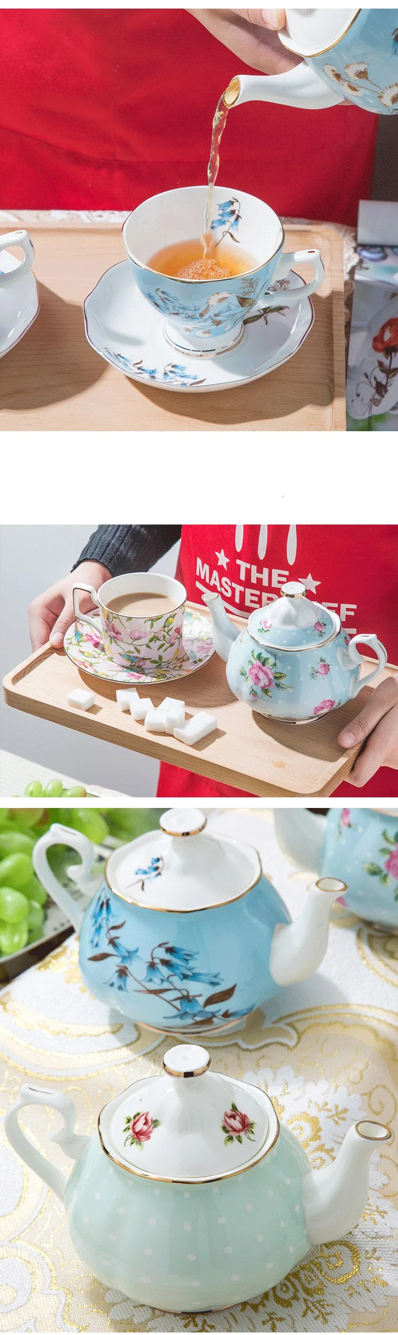 Керамический домашний заварник, Европейский кофейник, кунг-фу, керамический офисный личный чайник с цветочным узором, портативный послеобеденный чай