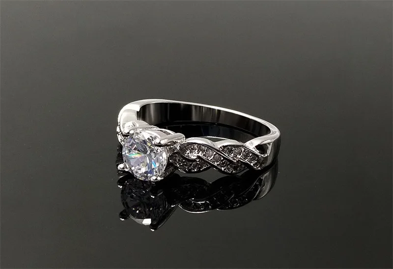 YANHUI Pure 925 Серебряное кольцо роскошные 2 шт Круглые Bijoux Свадебные Кольца Набор кубического циркония ювелирные изделия для женщин как рождественский подарок R12701