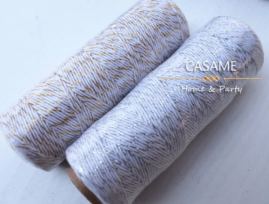 4ply(100 ярдов) 10 шт тонкие Bakers twine Цвет Хлопок Веревка для выпечки серебро золото Красный Розовый хлопковая нить цвет