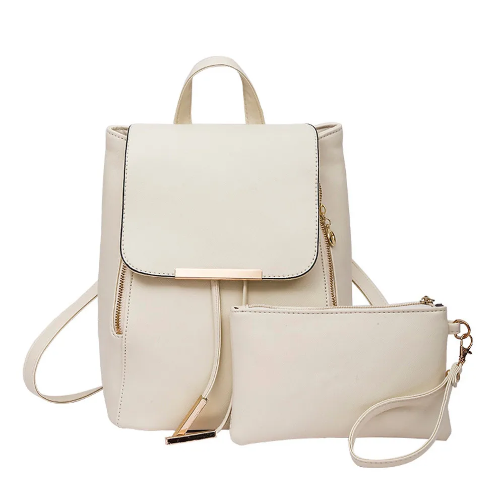 

Fashion Softback Unisex Leather Backpack Square Satchels With Cell Phone Pocket Morrales Para Mujer