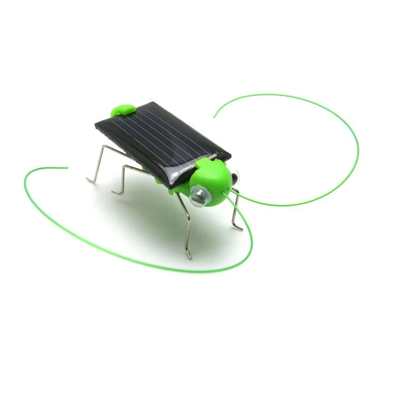 Детские забавные Кузнечик модель солнечной Мощность игрушки, детские развивающие игрушки 4*1,8 см энергии крикет Рождественский подарок игрушки мучиться - Цвет: Зеленый