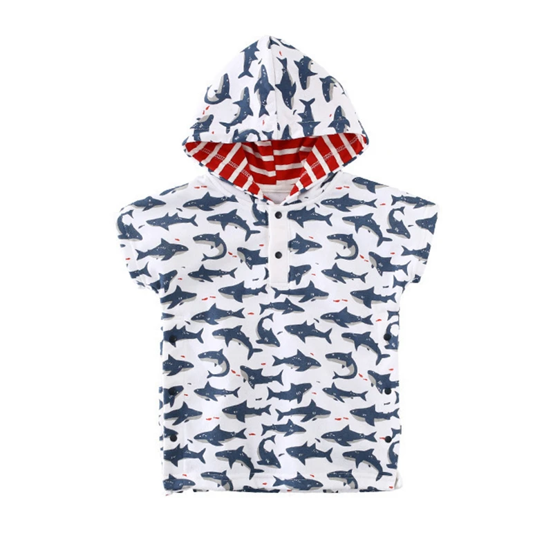 

Kids Print Cartoon Shark Jacket Children Fashion Coat Baby Boys Girls Spring Short sleeve hooded Windproof clothing