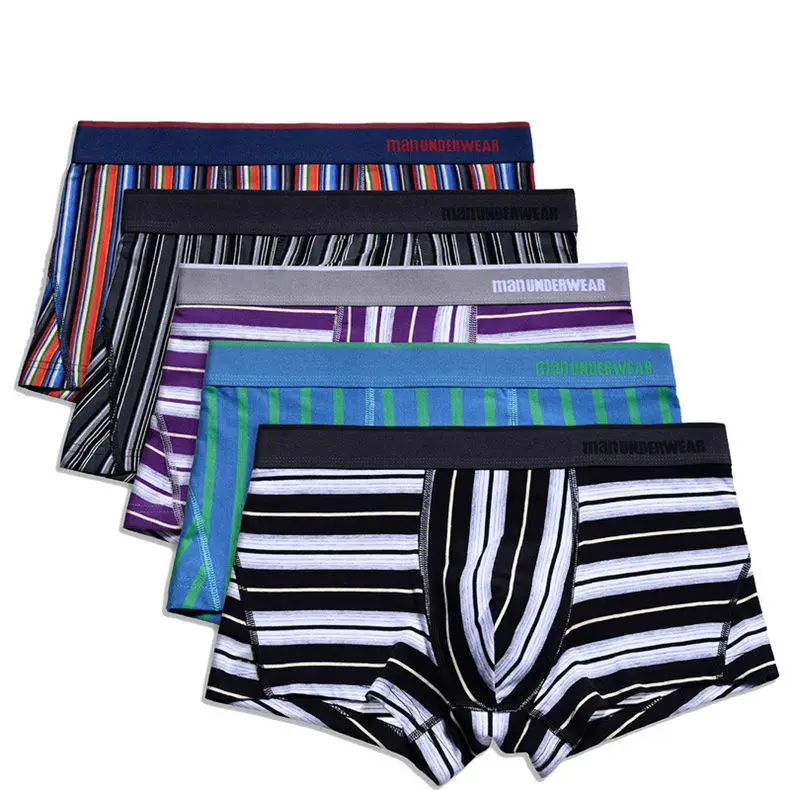 Muls Brand 3PCS Lot Carding Cotton Male Boxers Short Men Fast Dry Striped Mens Underwear Boy Bodysuit Under Pant Plus Size M-3XL01