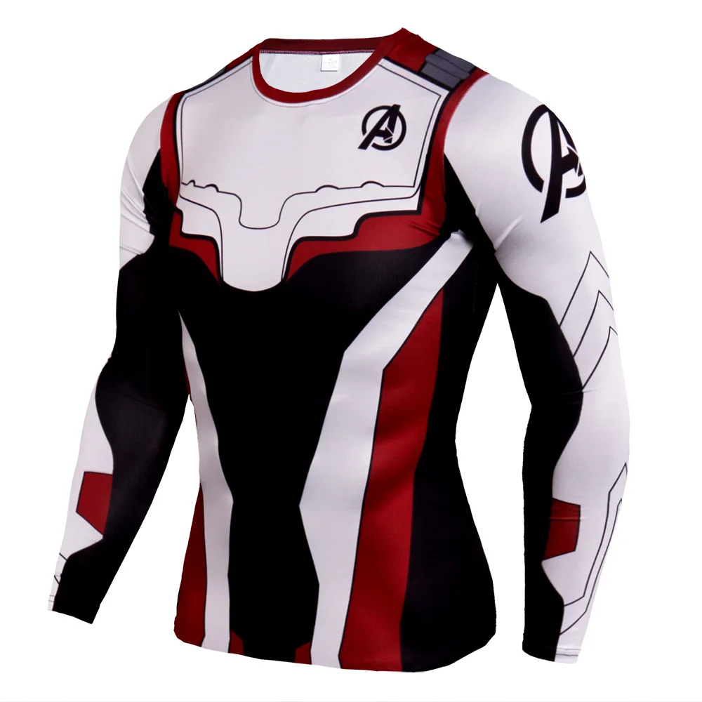 Avengers Endgame Compression Shirts Superhero Unisex 3D Printed Long Sleeves Superhero Sports Quick Dry Fitness Sportswear