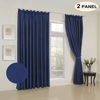

MOMO Solid Blackout Curtains Pleated Curtains Window Drapes For Bedroom Living Room Curtain Panels With Custom Size (2 Panels)