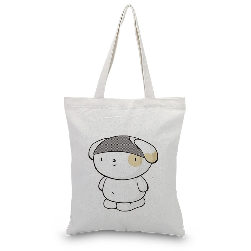 

Cartoon Rabbit Shopping Tote Bag Cute Animal Custom Print Logo Text Daily Use Handbag DIY Eco Reusable Shopping Bag Recycle