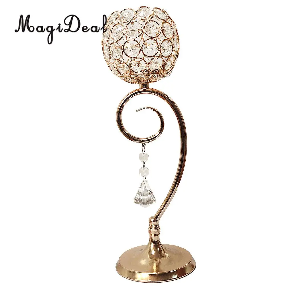 2pcs Gold Crystal Candle Holders Coffee Table Decorative Centerpiece Candlesticks for Wedding Party Dining Table Decorations