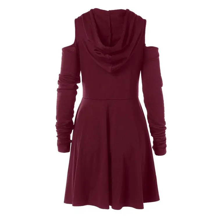 Robe punk gothique plissée à capuche pour femme Robe punk gothique plissée à capuche pour femme