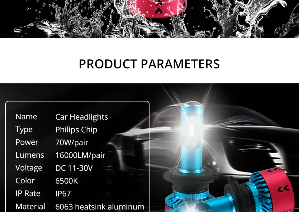 H4 LED Car Light H7 H1 H11 16000Lm 12V ZES Chips Ampoule Led Voiture 9005HB3 9006HB4 H8 HIR2 70W 6500K Led Automotivo Lampada (10)