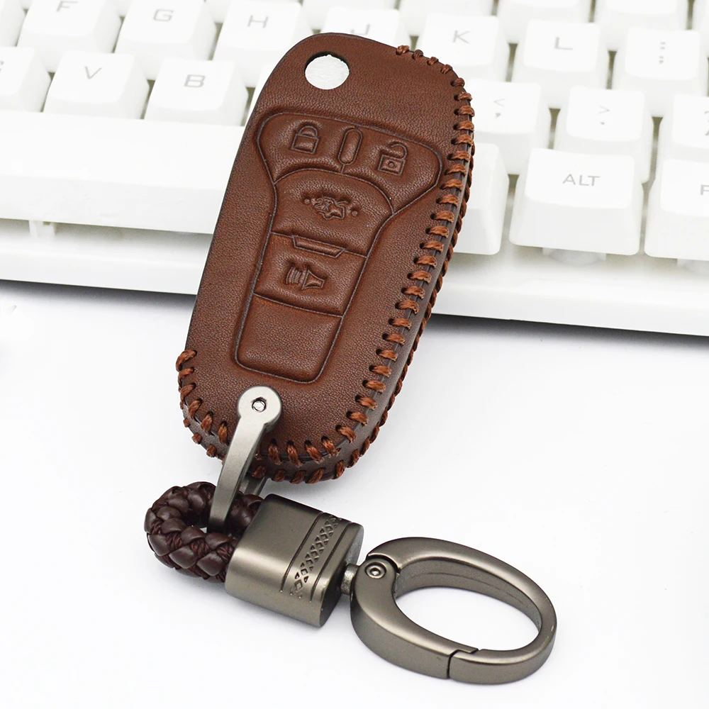 Leather Car Key Cover Case For Ford Fusion 2013 2014 2015 Fiesta