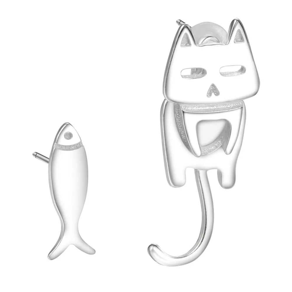 

Cat Fish Stud Lady Trendy Funny Hypoallergenic Jewelry Elegant Exquisite Earrings Cute Silver