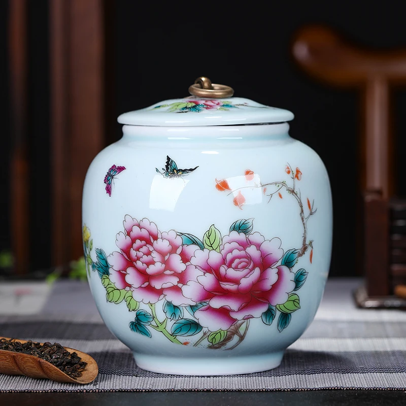 China ceramic tea caddy Kirin relief Canister Kung Fu Tea Crafts tea Tea cans 