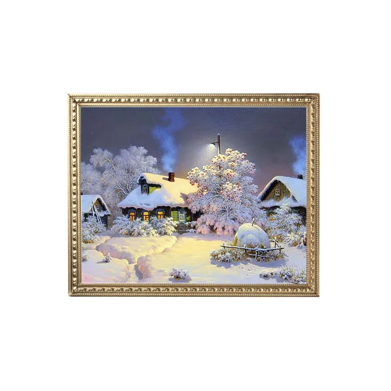 

3 D DIY Diamond Painting Landscape Winter Village DIY Diamond Embroidery Winter Diamond Mosaic Mosaic Pictures