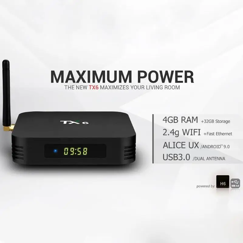 Tanix TX6 Allwinner H6 Android 9,0 четырехъядерный Смарт ТВ-приставка 4G+ 32GB 2,4G WiFi телеприставка домашний телевизор медиаплеер US EU Plug