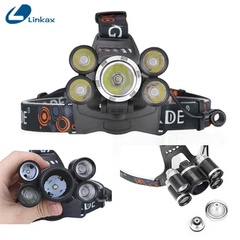 

Waterproof 1*T6+4*XPE LED Headlight 4 Modes Headlamp Outdoor Head Light Lamp Fishing Camping Hiking Cycling Hunting Use 2*18650