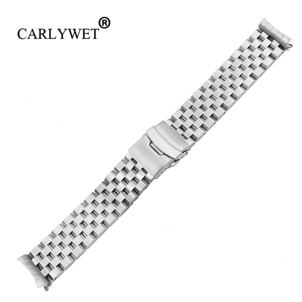 CARLYWET 22 мм Серебристый полый изогнутый твердый ремешок для часов браслет с