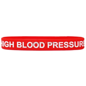 

200PCS Medical Alert High Blood Pressure red wristband silicone bracelets free shipping by FEDEX