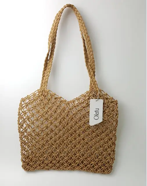 Product Review: 25x25CM Mesh Paper Rope Weaving Tie Buckle Reticulate Hollow Straw Bag No Lined Net Shoulder Bag Fashion Popular New A4197