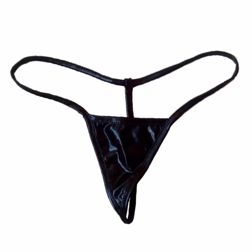 

Shiny G String Micro Mini Sexy Panties For Women Underwear Metallic Pu Leather thong Ladies Tanga Erotic Lingerie