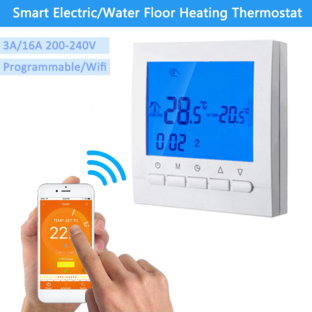 Smart Programmable Wifi Thermostat Electric or Water Floor Heating Thermostat LCD WIFI Temperature Controller Home Automation цена Smart Programmable Wifi Thermostat Electric or Water Floor Heating Thermostat LCD WIFI Temperature Controller Home Automation цены онлайн