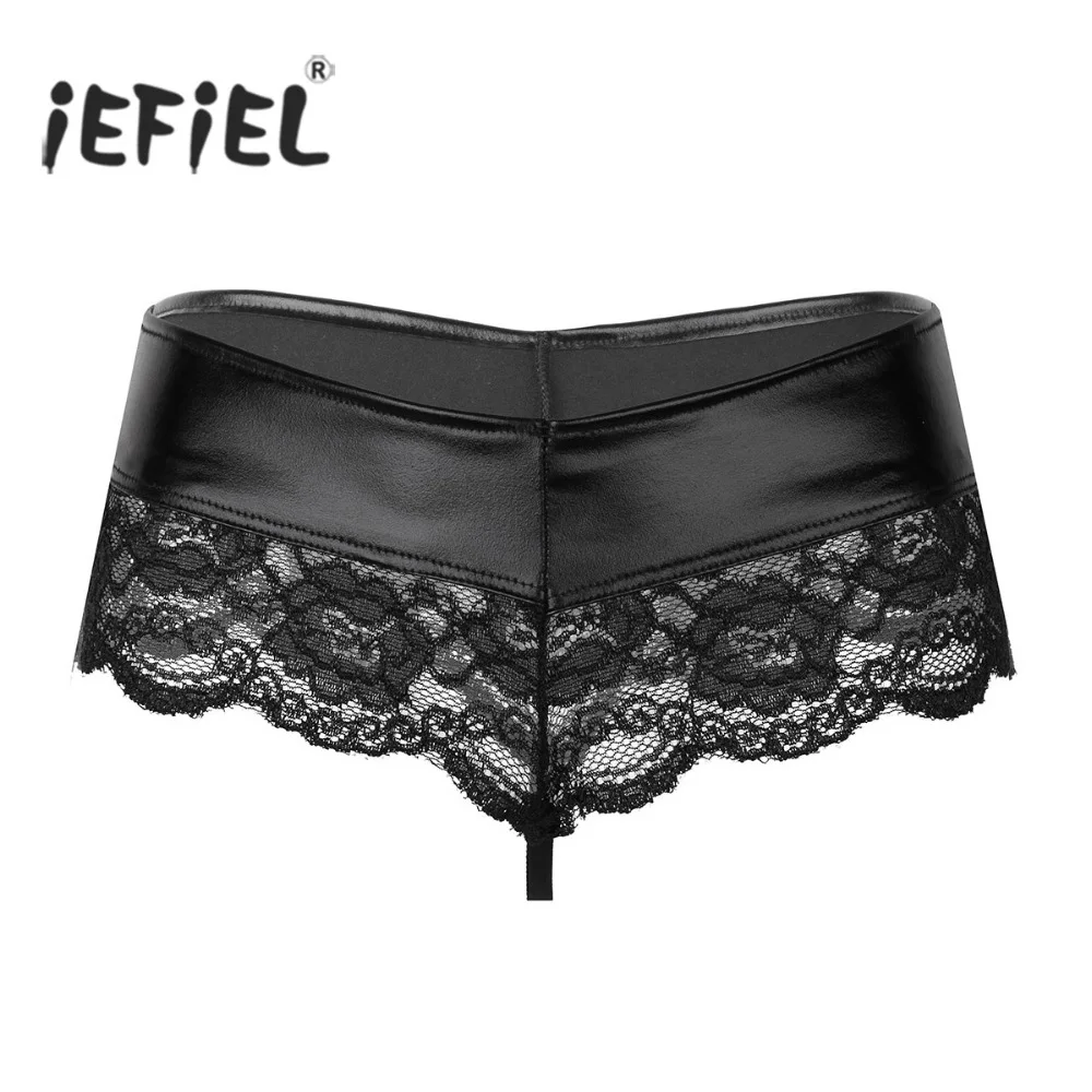 

Womens Lingerie Sexy Panties Lace See-through Splice String Homme Open Butt Bikini Briefs Low-rise Women Underpants Underwear