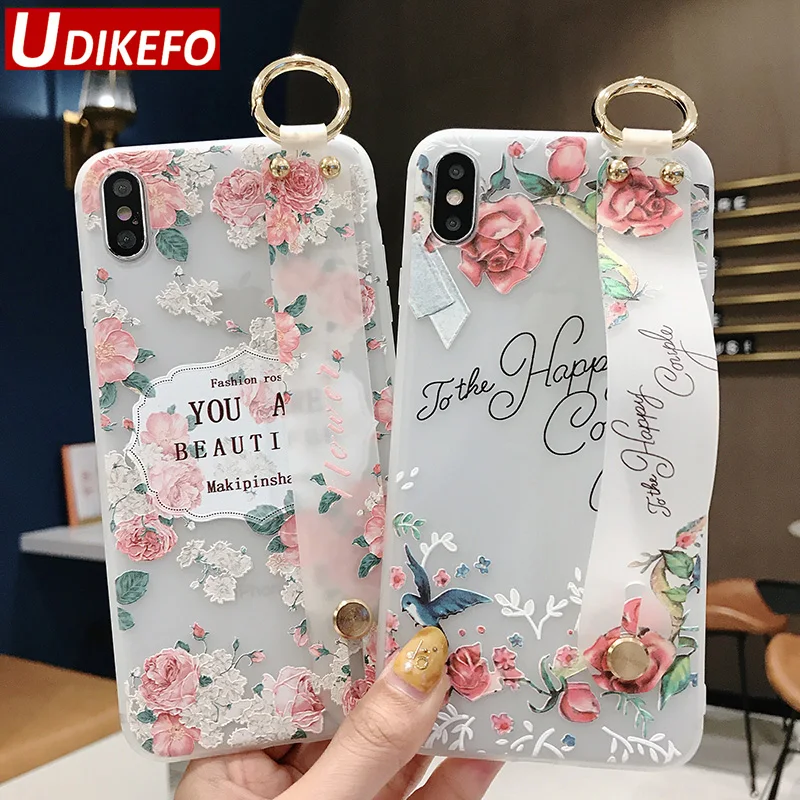 Чехол для телефона UDKEFO iphone X Xs max XR 7 8 6 6S plus мягкий силиконовый ремешок на запястье