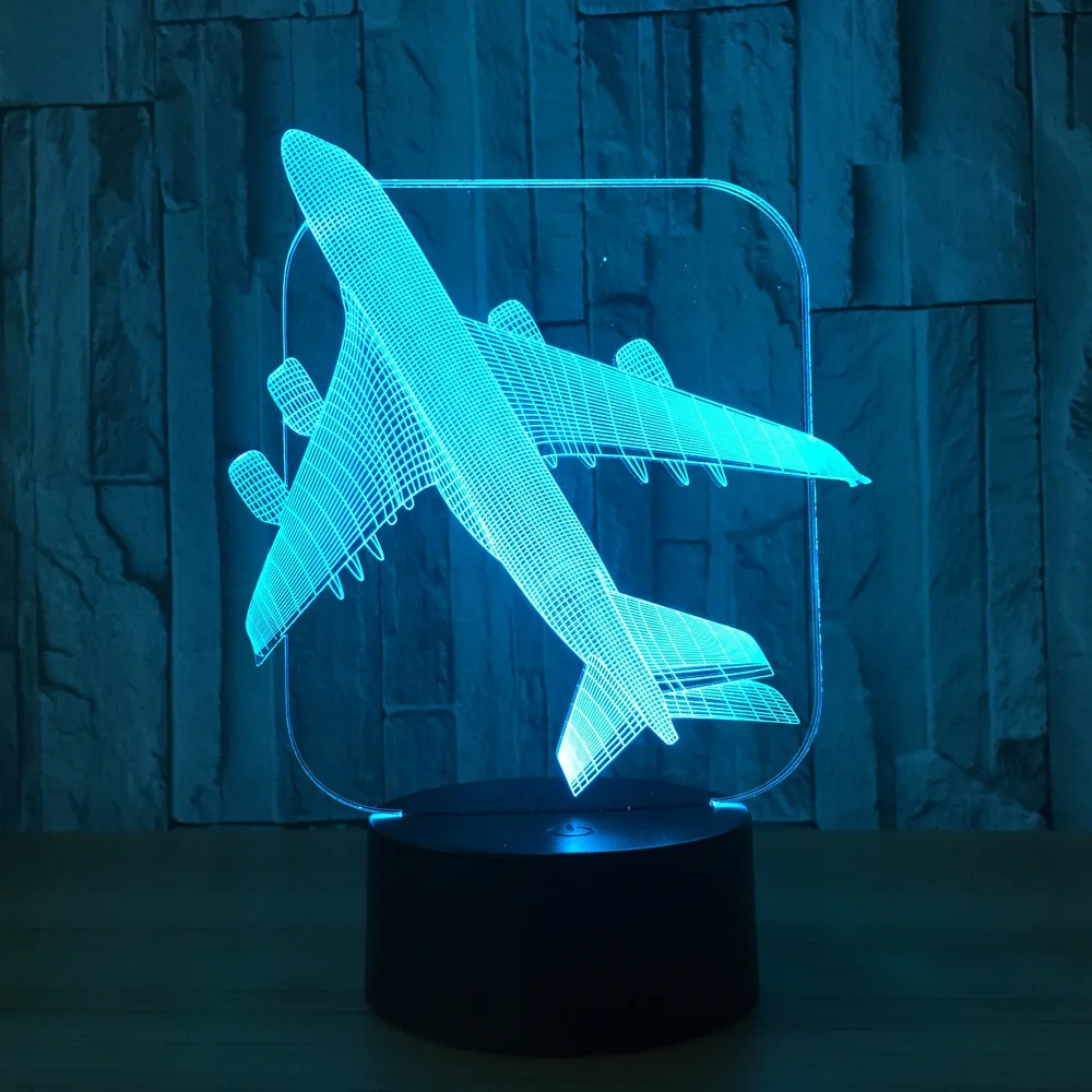  Cool Toy 3D aircraft warplane model creative night light touch jet plane desk lamp LED illusion lam