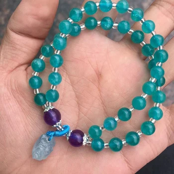 

Wholesale JoursNeige Light Blue Natural Stone Bracelet Purple 6mm Round Bead With shape of Original Stone Bracelet Fresh Jewelry