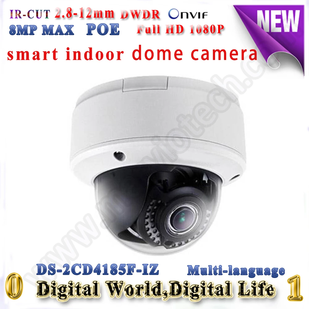 

Muti-language DS-2CD4185F-IZ 4K Smart Indoor Dome CCTV Camera with varifocal lens  audio IP camera IR 30m IK10 security camera