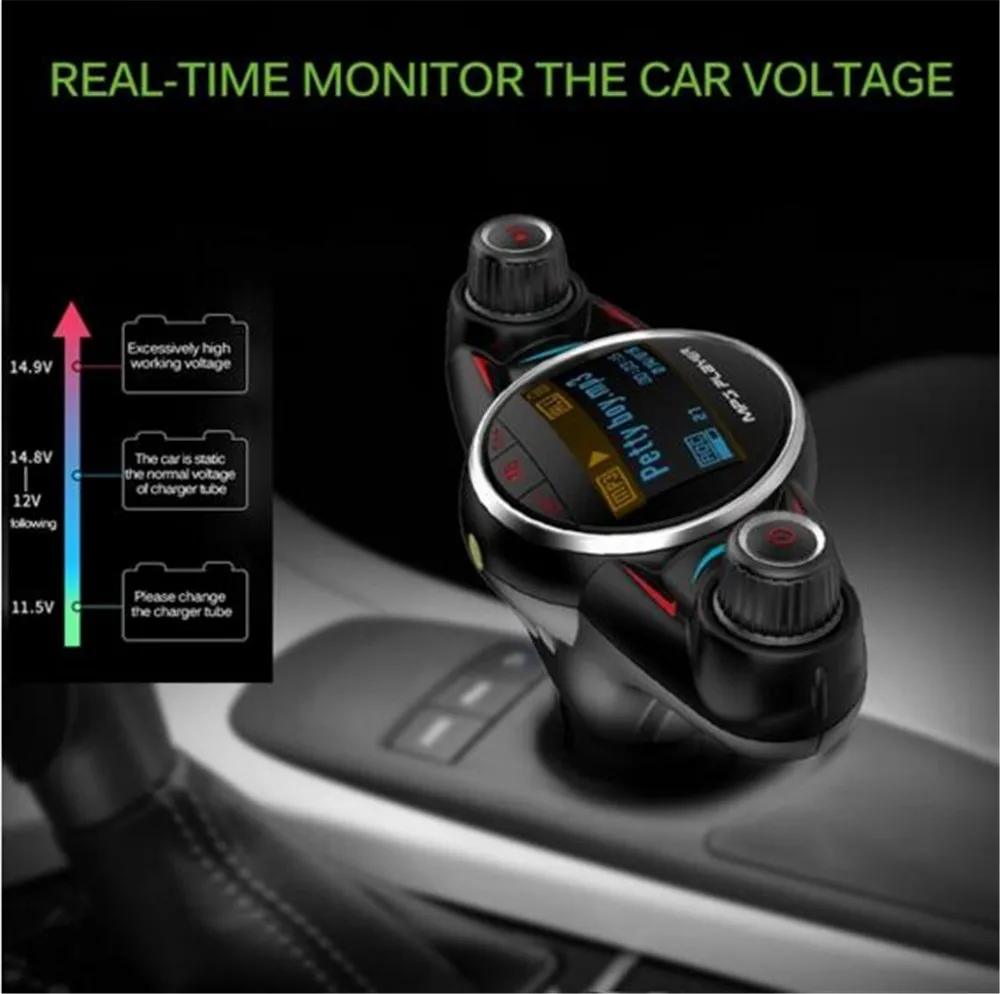 Bluetooth 4,0 FM передатчик Аудио Автомобильный Mp3 плеер беспроводной автомобильный комплект поддержка 2.1A зарядка USB круглый разъем AUX аудио вход выход