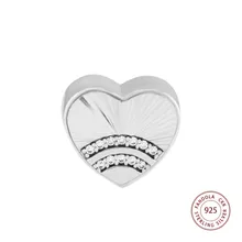 Fandola, веер любви, сердце, амулеты, серебряные бусины 925 пробы для изготовления ювелирных изделий, подходит для женщин, амулеты, серебро, 925, браслет