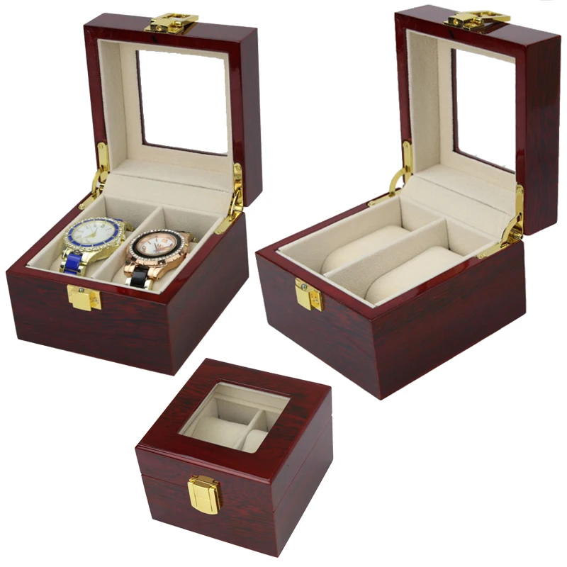 

2019 Luxury 2 Grids Handmade Wood Watch Box Wood Clock Box Watch Case Time Box for Watch Holding