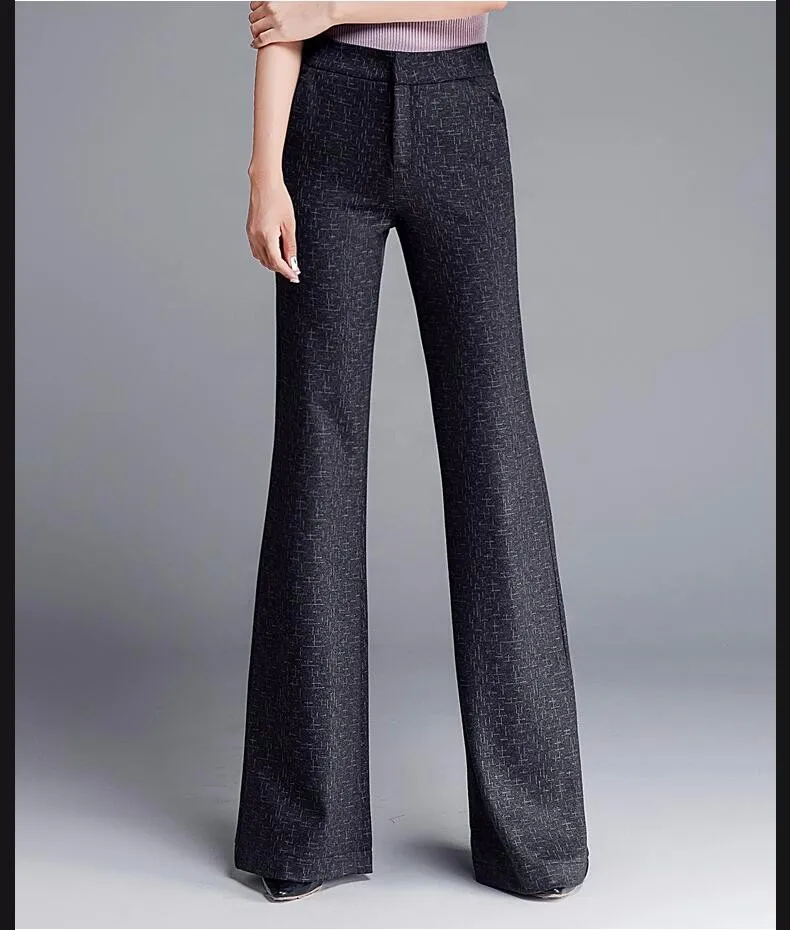 2019 осенние и зимние Европейский Стиль Модные Повседневные Большие размеры Высокая талия женские брюки с широкими штанинами брюки одежда