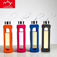 Neue 550CC Sport Glas Wasserflasche Wasserkocher Mit Silikon Isolierung Kreative Gefäße Botella Agua Cristal 11