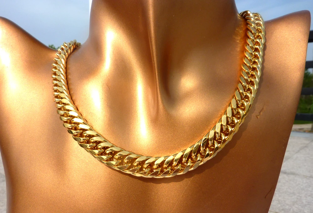 Solid Gold Finish Heavy 10mm Miami Kuba 