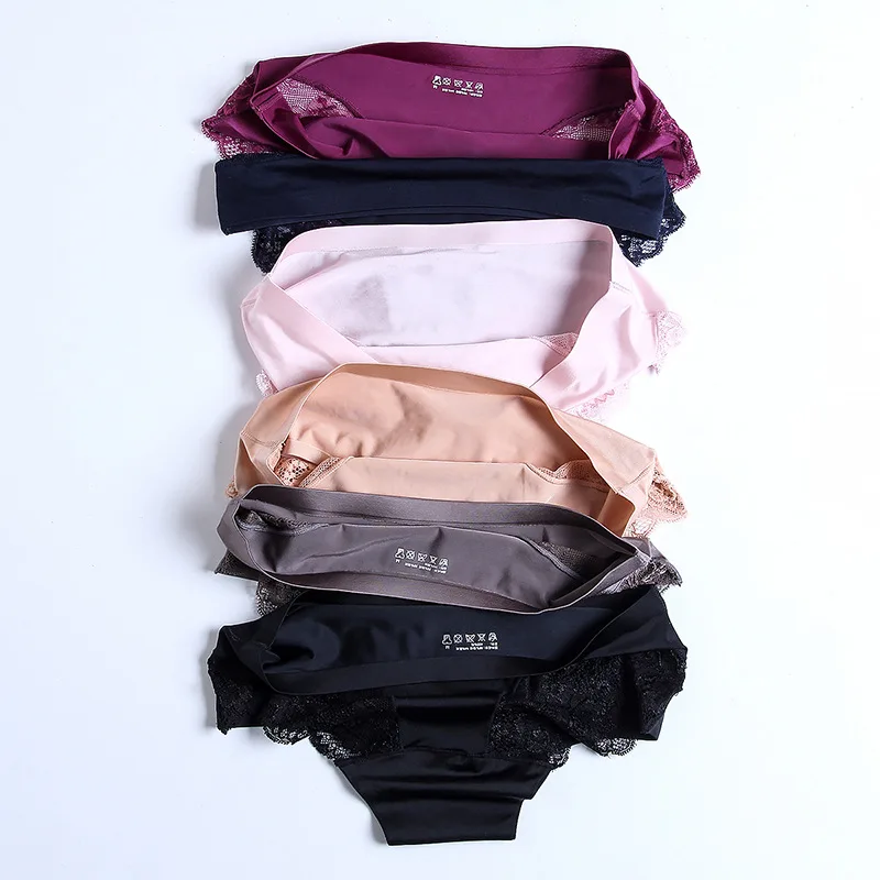 1PCS Women's Sexy Lace Ice Silk Panties Seamless Panty Briefs Underwear Intimates Panties underwear Luxury lace splice panties