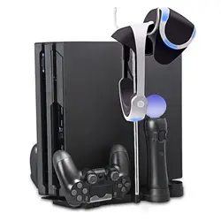 PS4 тонкий PS4 Pro Multi-Функция хранения кронштейн основа вертикальный стенд держатель-двойной контроллер зарядная станция + VR гарнитура висит