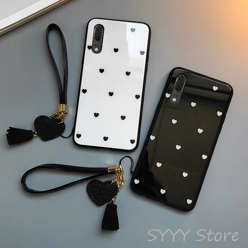 Милый чехол из закаленного стекла для Huawei P20 P10 Lite Honor 8x Play 9 10 Mate 20 Pro Nova 3 3i 3e Love Heart