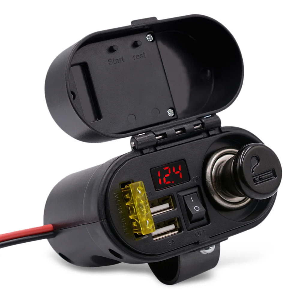 CS - 682A1 Motorcycle Cigarette Lighter USB Charger with Voltmeter Time Display CS - 682A1 Motorcycle Cigarette Lighter USB Charger with Voltmeter Time Display