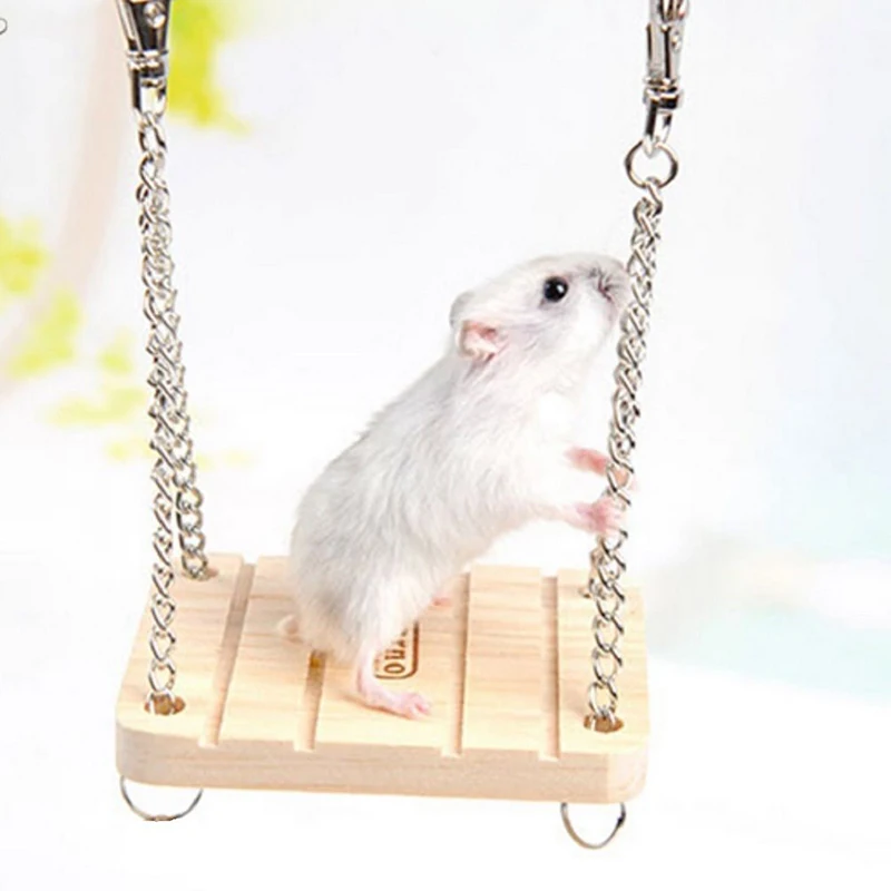 

Newest 1pc Seesaw For Hamster Small Animal Toys 5x8cm Bell Suspension Wooden Swing For Parrot Pet 3 styles Hanging Cage Toys