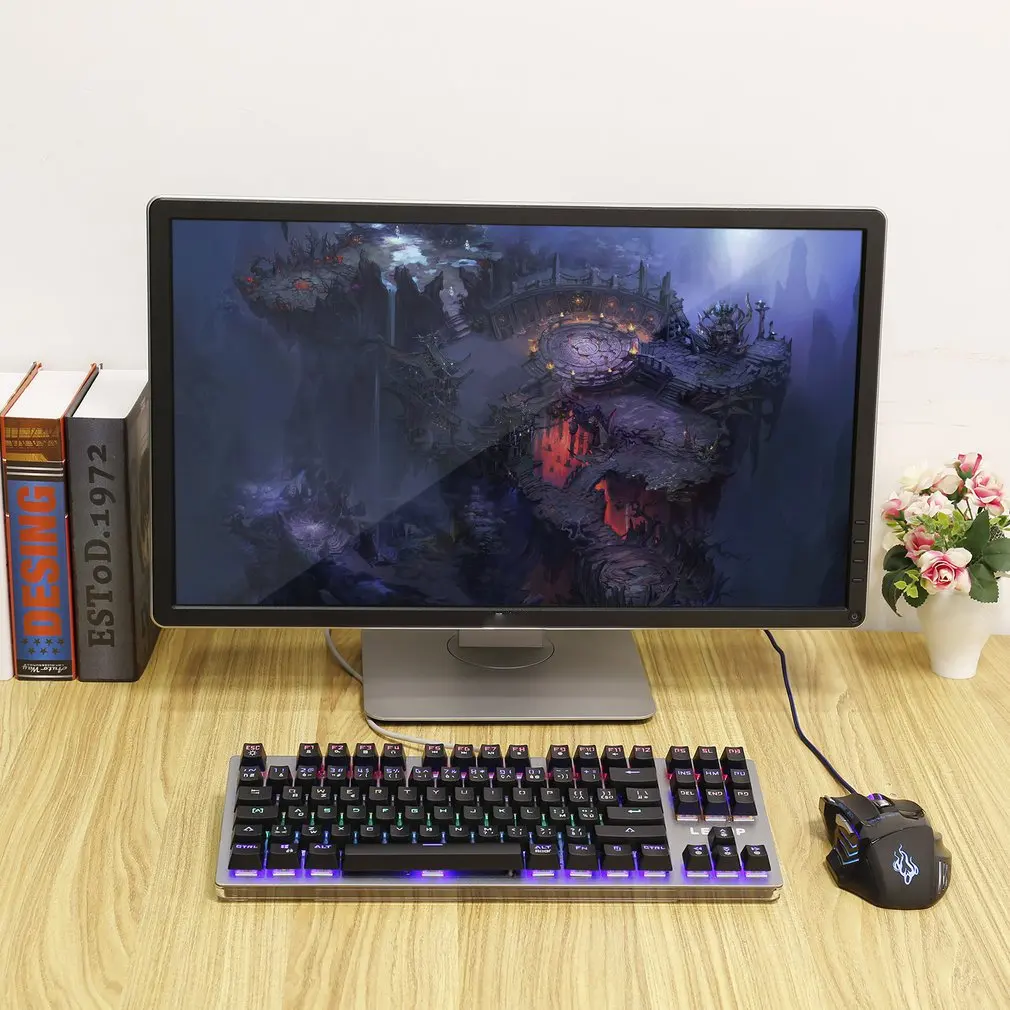 LESHP длинный срок службы USB интерфейс проводной люминесцентный 6 цветов светодиодный подсветка мультимедиа Механическая игровая клавиатура для игрового офиса
