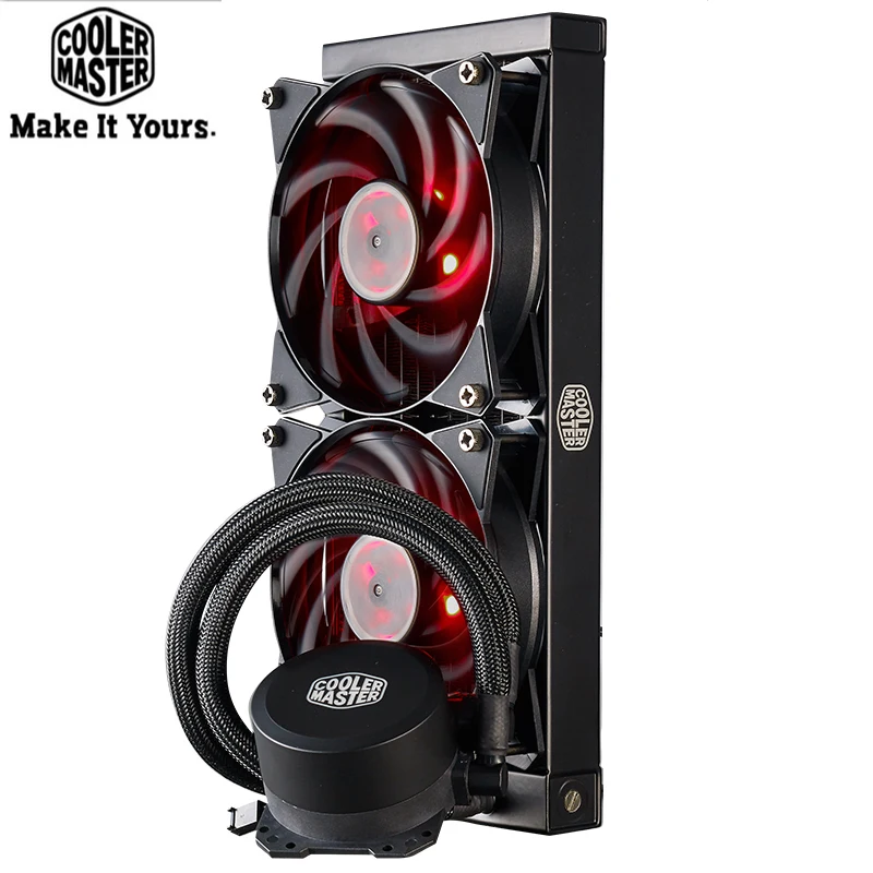 Best Price Cooler Master B120 B240 CPU Water Cooler 120mm Red LED Quiet Fan For Intel 1155 1156 2011 2066 AMD AM4 AM3 CPU Liquid cooling