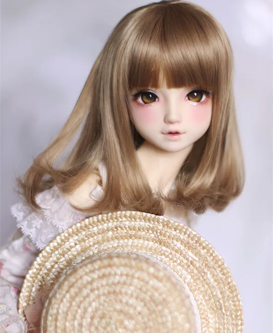 BJD Doll Wigs Light Brown Color Pear Curly Wigs High Temperature Wire 