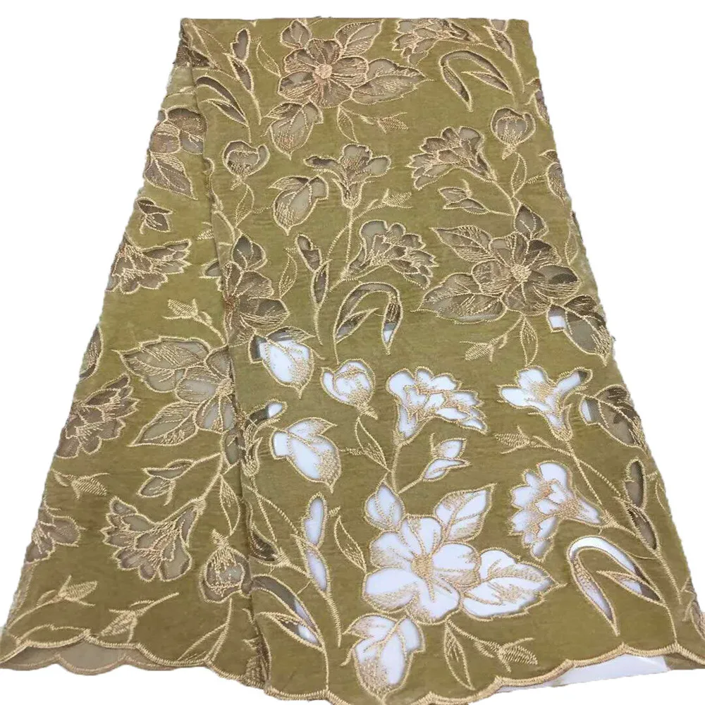 

Latest Gold French Tulle Lace Fabric Nigerian Mesh Lace 2018 High Quality Lace African Dresses For Women HJ640-1