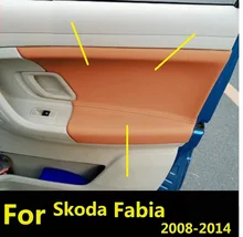 4PCS Microfiber Leather Front / Rear Door Panels Armrest Cover Protective Trim For  Skoda Fabia 2008 2014 with Mount Fittings