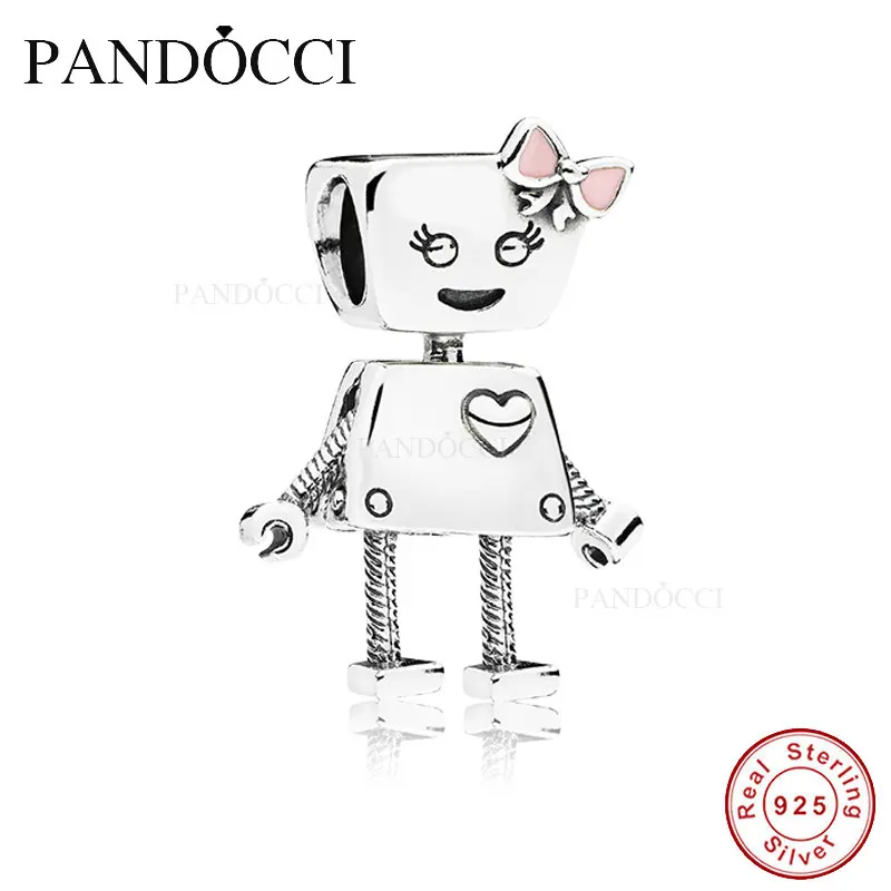 

2018 NEW Spring Bella Bot Beads with Pink Enamel DIY Fits for Original Charms Bracelets 925 Sterling Silver Jewelry PANDOCCI