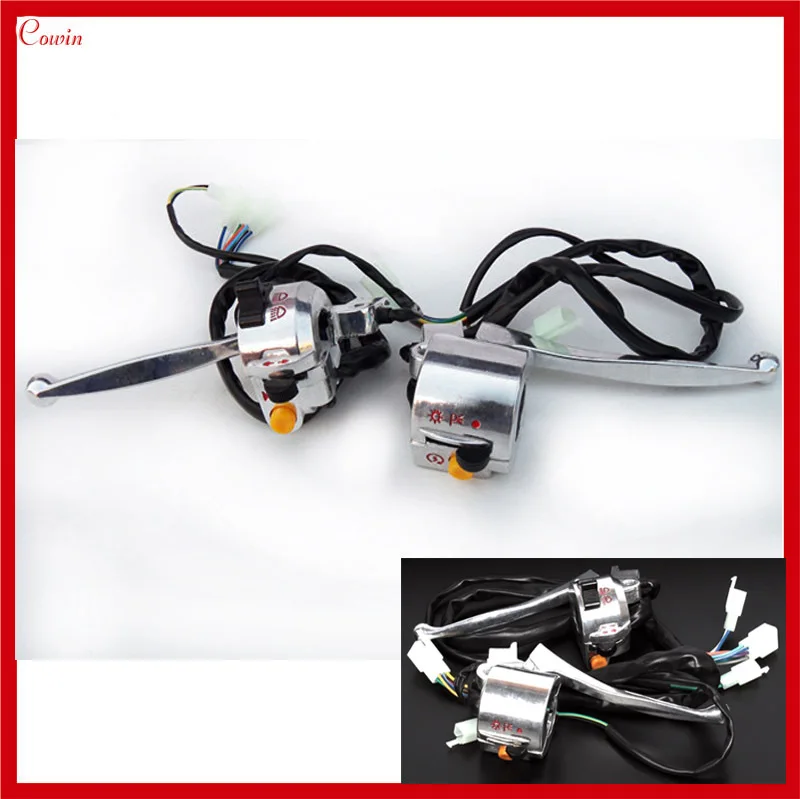 

New Pair Aluminum Scooter Moped Motorcycle. Engine Ignition, Light, Turn Light Flash, Horn Switch Assembly With Brake