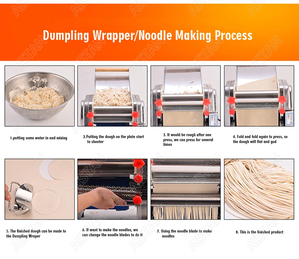 FKM240 Electric Dough Roller Stainless Steel Dough Sheeter Noodle Pasta Dumpling Maker Machine 220V Roller and Blade Changable FKM240 Electric Dough Roller Stainless Steel Dough Sheeter Noodle Pasta Dumpling Maker Machine 220V Roller and Blade Changable